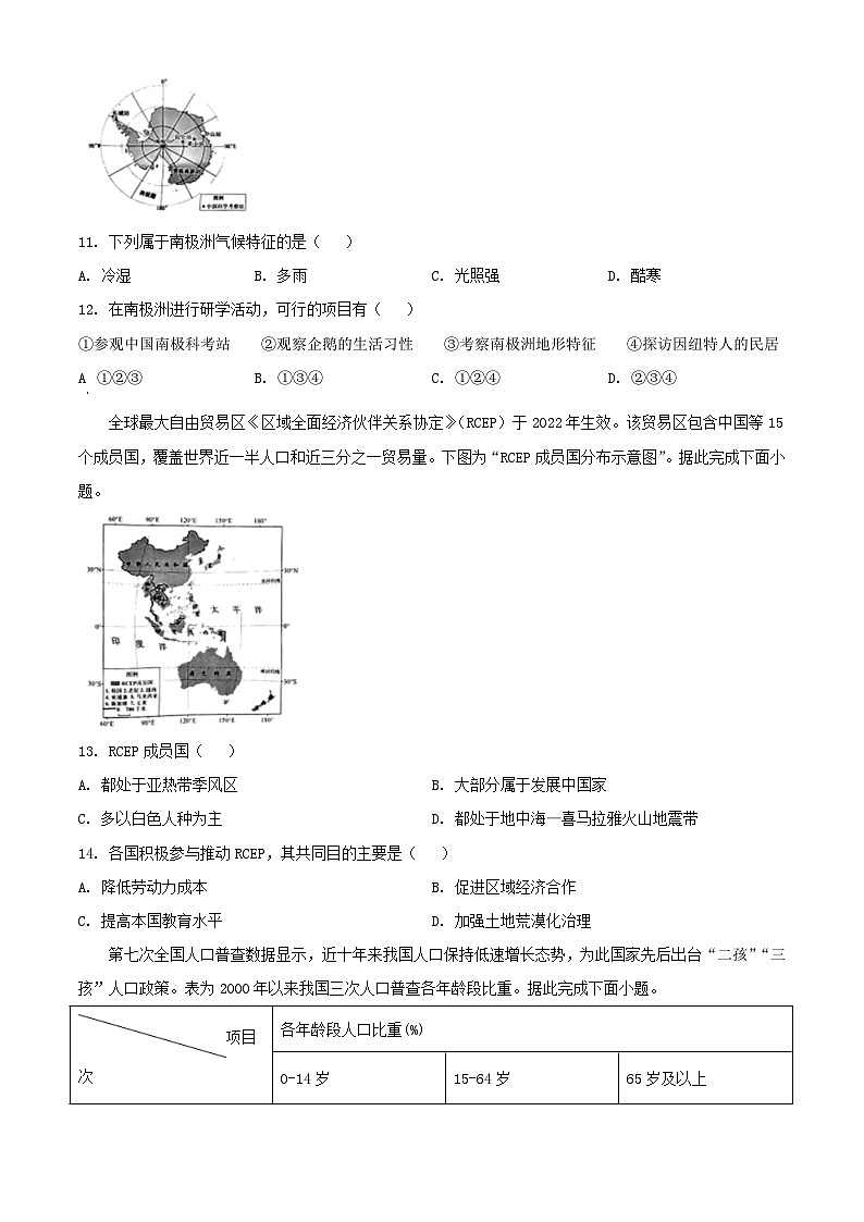 _2022年广东湛江中考地理真题及答案03