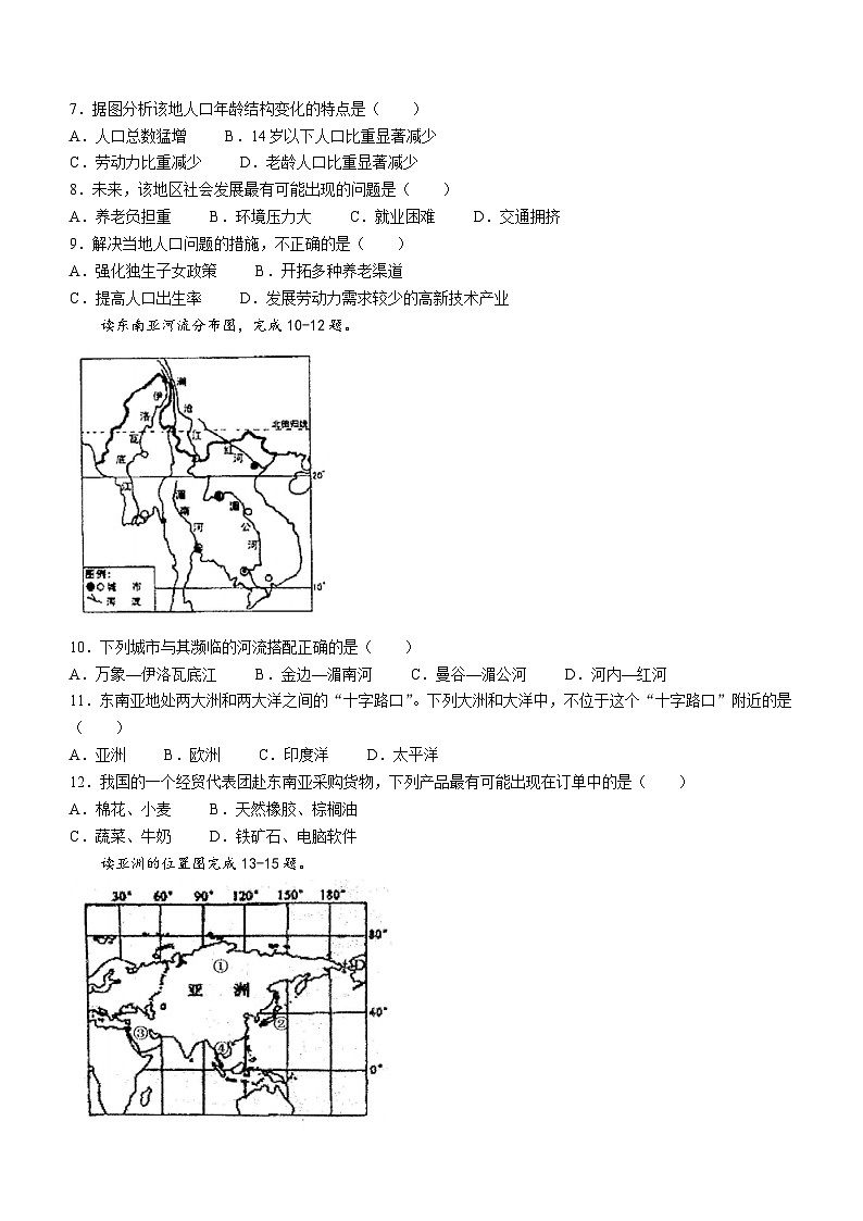 山东省淄博市张店区2022-2023学年六年级（五四学制）下学期期末地理试题（含答案）02