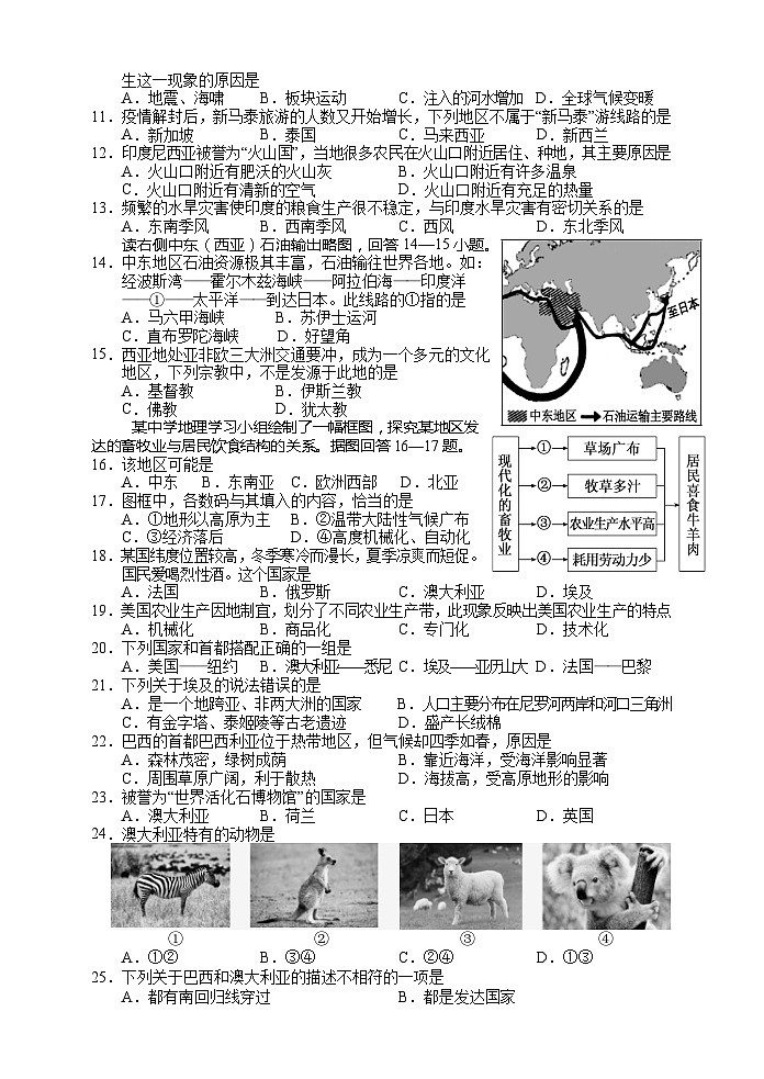 湖南省凤凰县2022-2023学年七年级下学期期末地理试卷（含答案）第2页