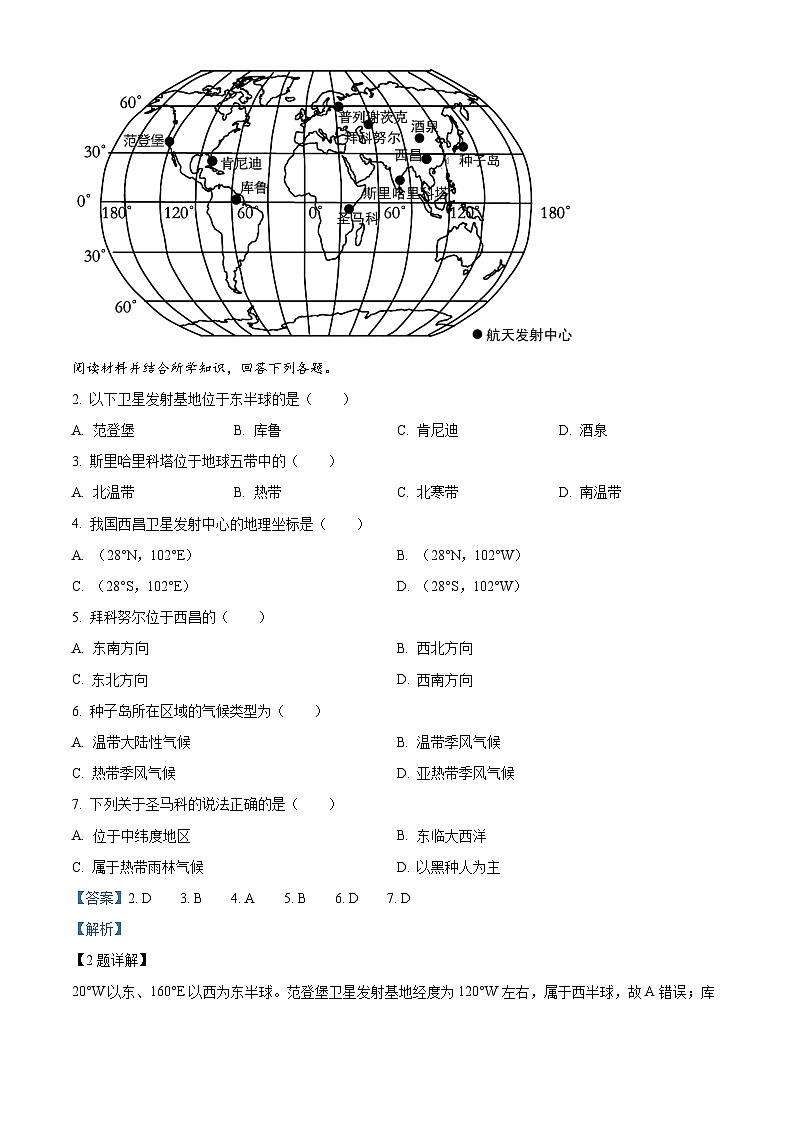 2023年江苏省常州市中考地理真题（解析版）02