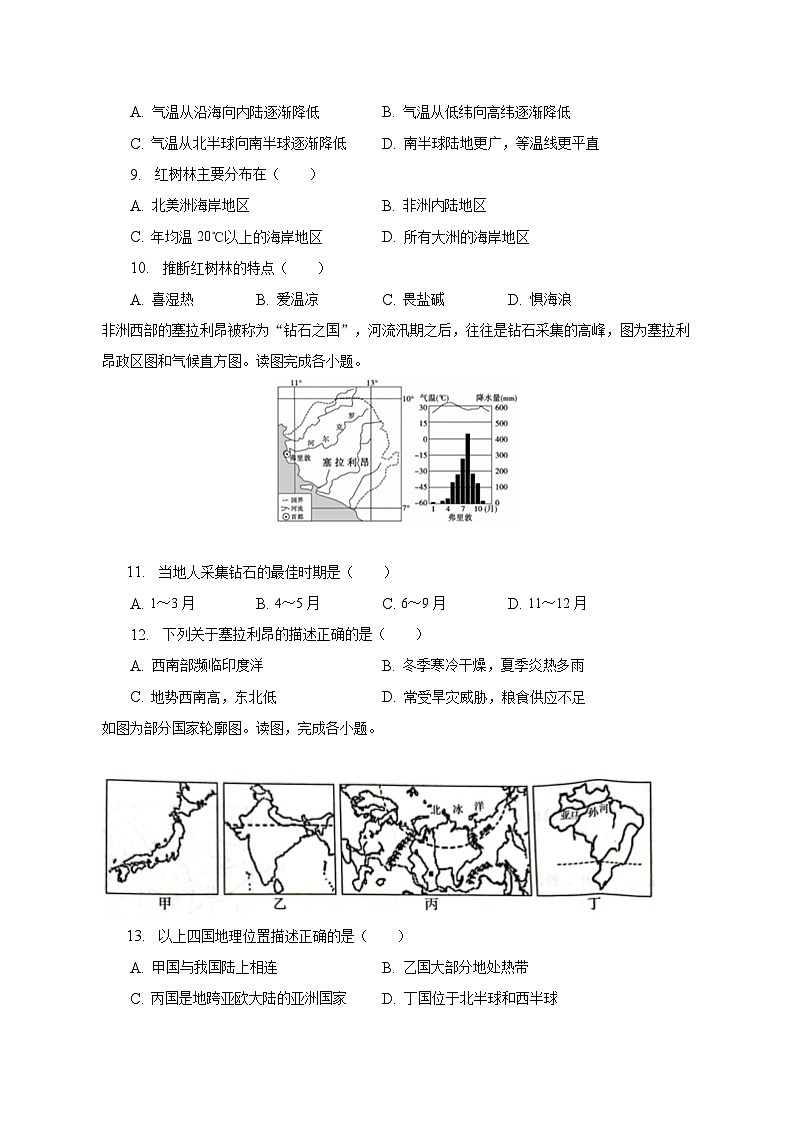2023年山东省聊城市冠县中考地理二模试卷（含解析）03