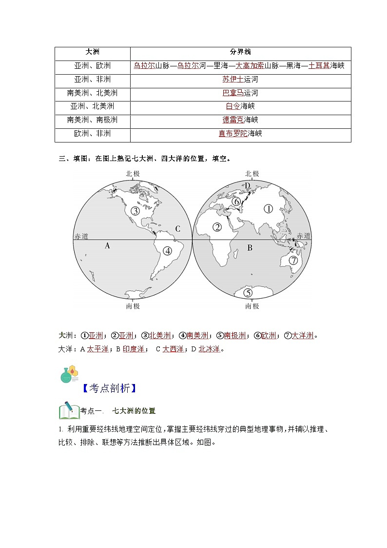 【暑假初中预备】人教版地理新七年级（六升七）暑假预习-第05讲 大洲和大洋  讲学案02