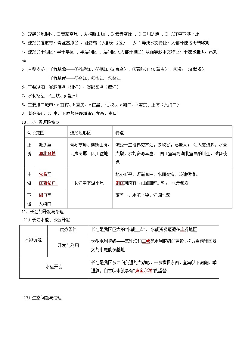 【暑假提升】人教版地理七年级（七升八）暑假预习-第11讲 河流（二） 长江和黄河 讲学案 （解析版）第2页