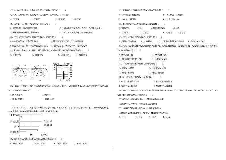 新疆维吾尔自治区克拉玛依市白咸滩区2022-2023学年七年级下学期期末地理试题02