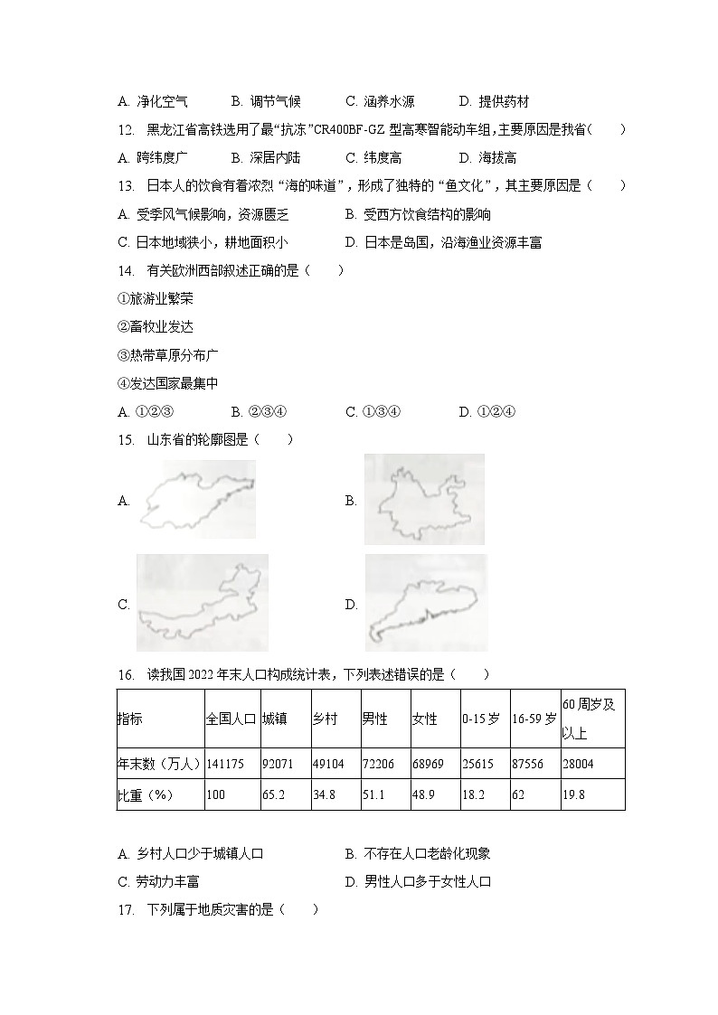 2023年黑龙江省牡丹江市中考地理试卷（含解析）02