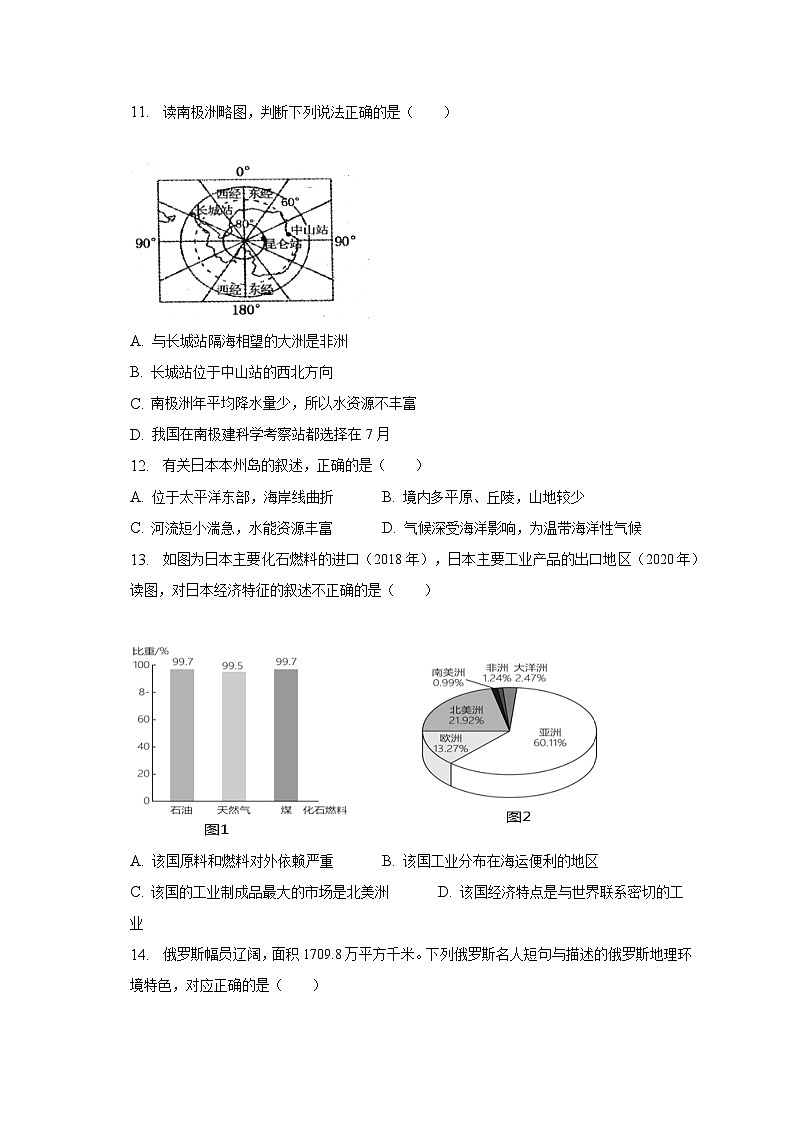 2022-2023学年河北省石家庄市赵县七年级（下）期末地理试卷（含解析）第3页