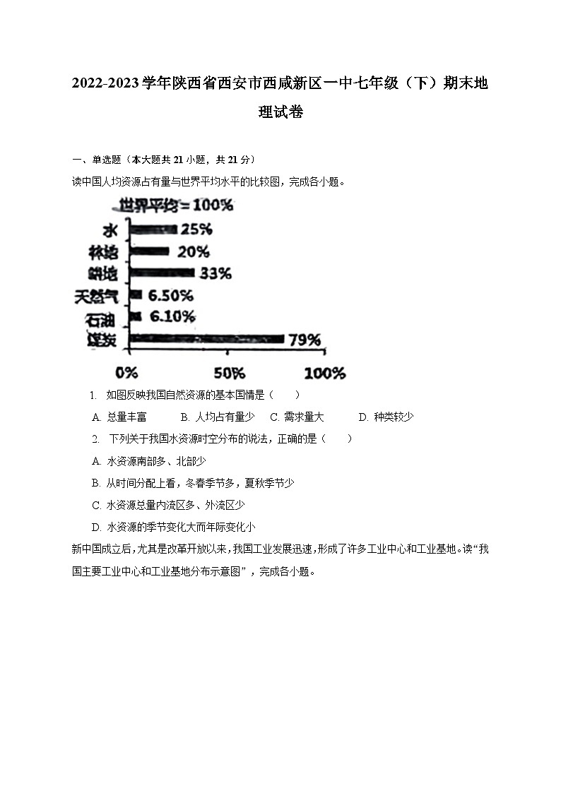 2022-2023学年陕西省西安市西咸新区一中七年级（下）期末地理试卷（含解析）01