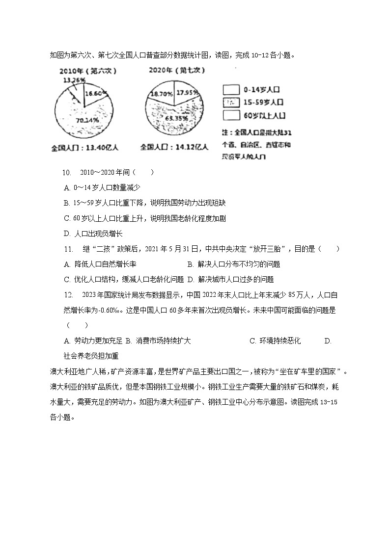 2023年山东省青岛市中考地理一模试卷（含解析）03
