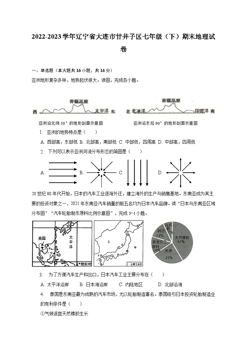 2022-2023学年辽宁省大连市甘井子区七年级（下）期末地理试卷（含解析）第1页
