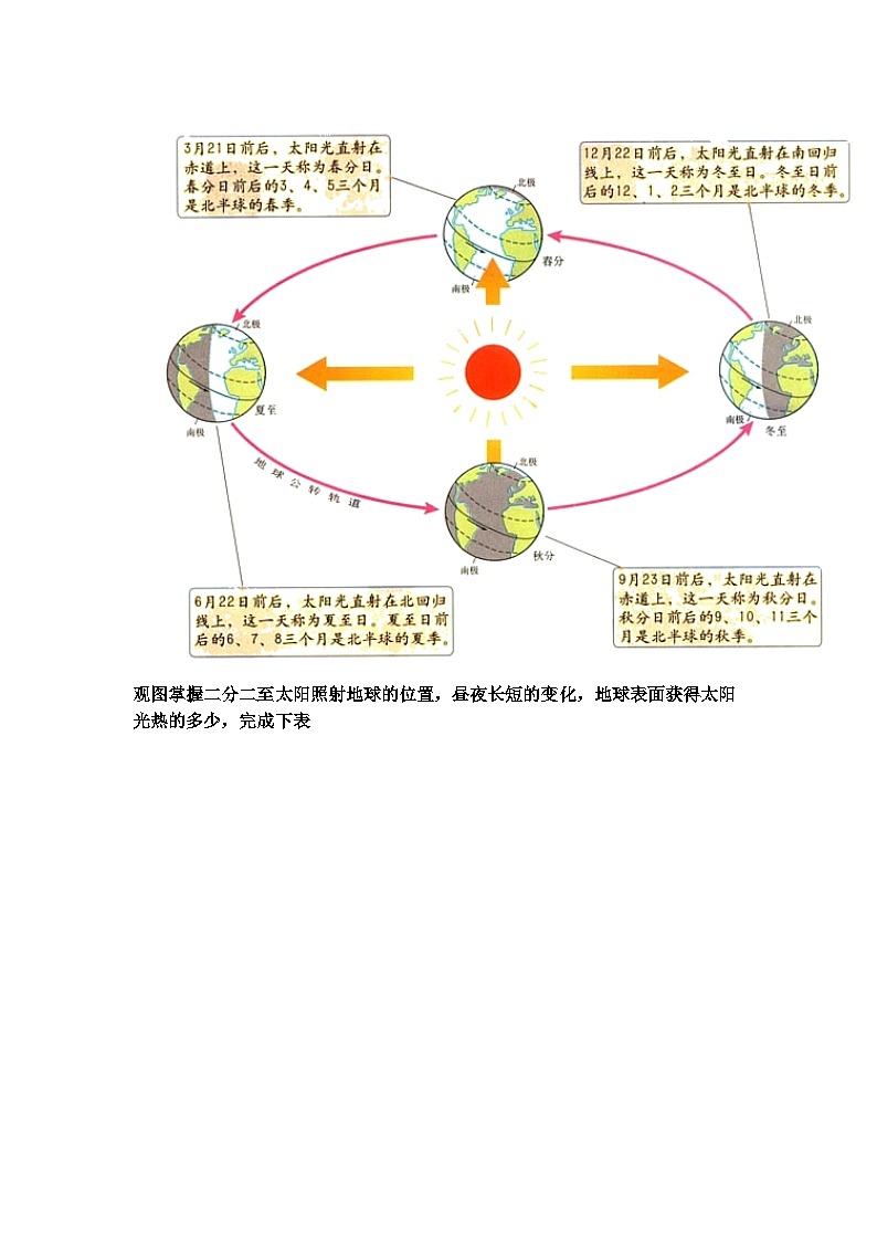 人教版地理七年级上册1.2地球的运动（地球公转的地理意义）教案第3页