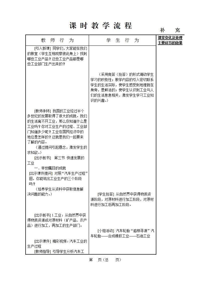晋教版八上地理 4.2快速发展的工业 教案第2页