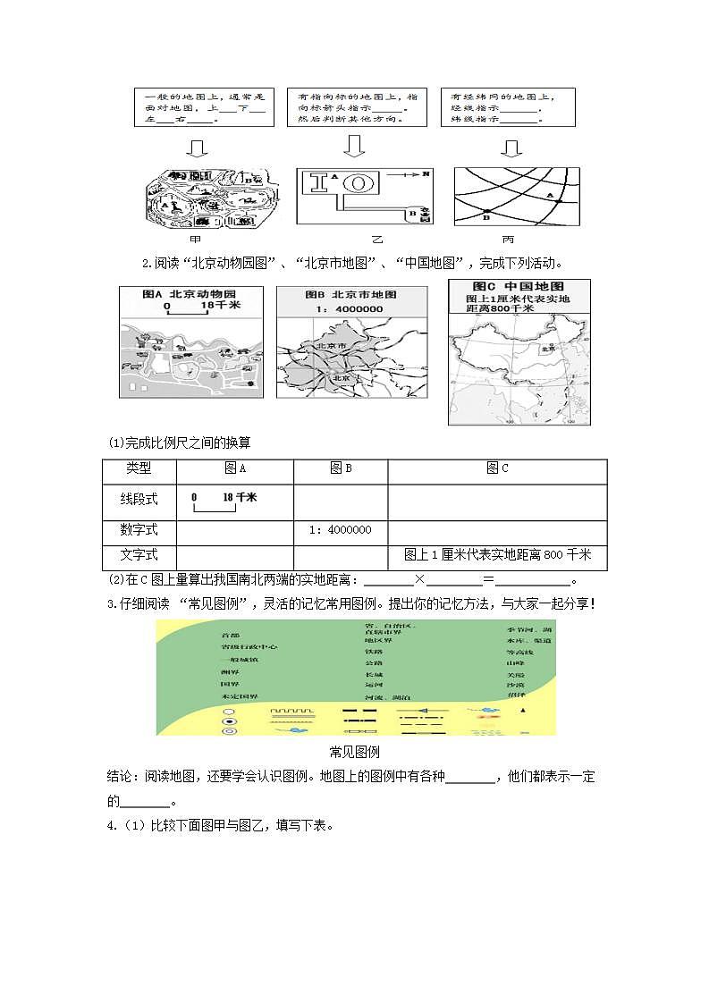 中图版七上导学案：1.2地图 含答案第2页