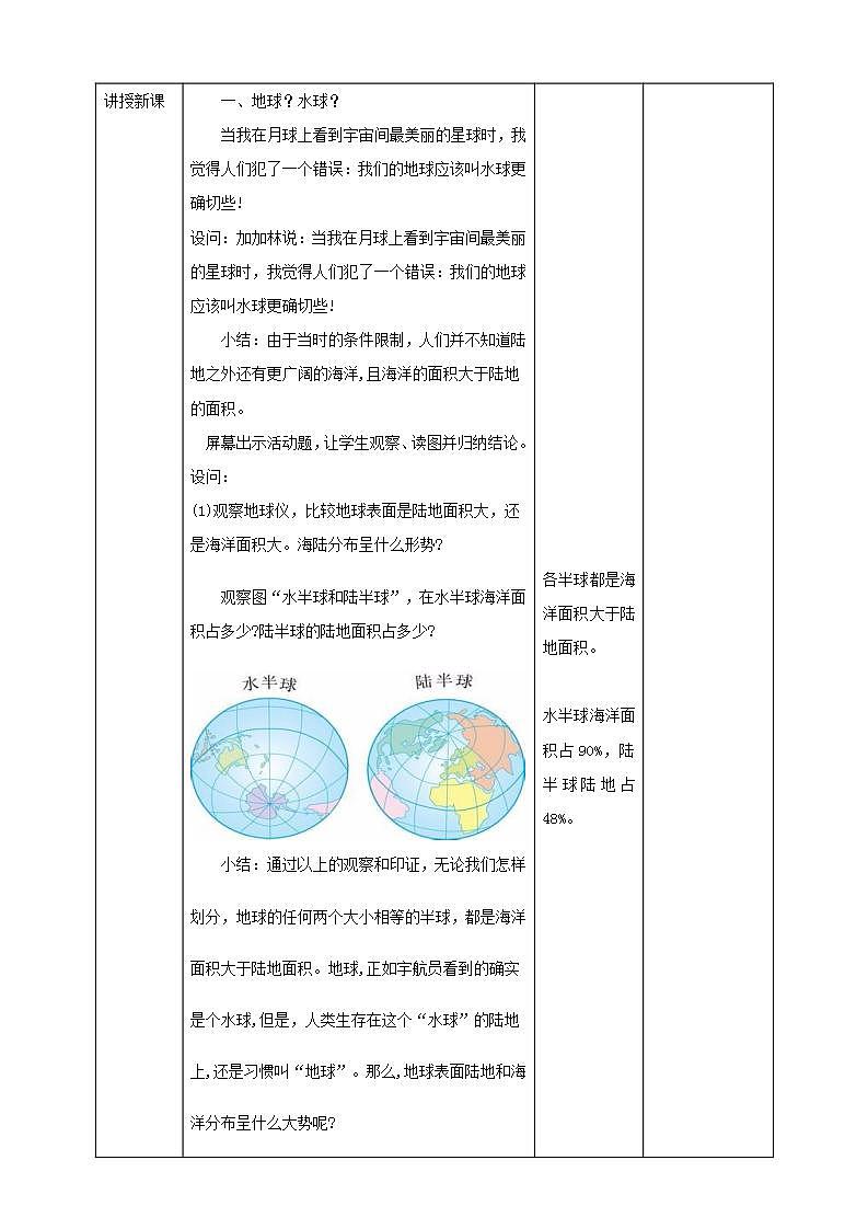 人教版地理七年级上册 第二章第一节大洲和大洋 教案02