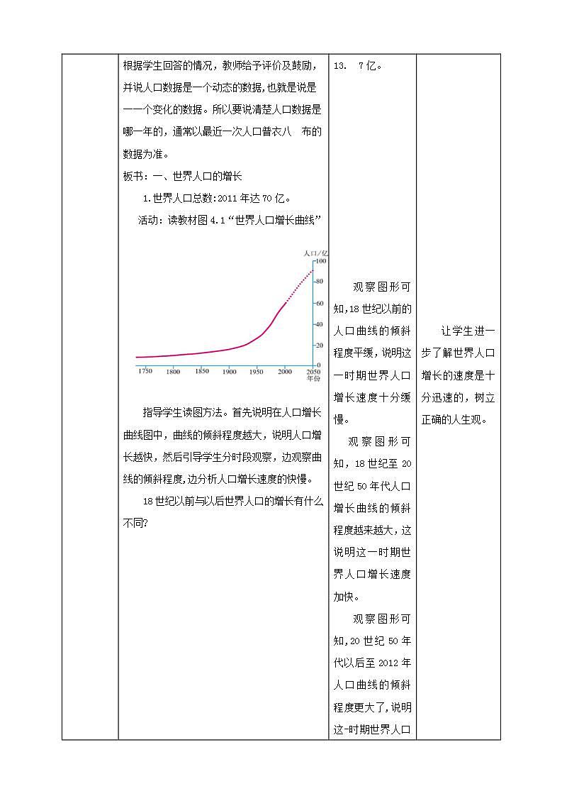 人教版地理七年级上册 第四章第一节第1课时世界人口的增长世界人口的分布 课件+教案02