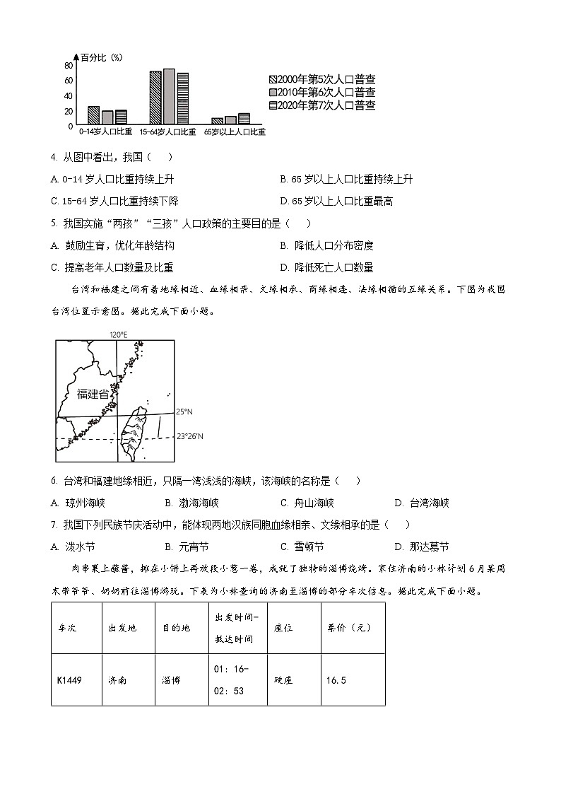 2023年四川省成都市中考地理真题02