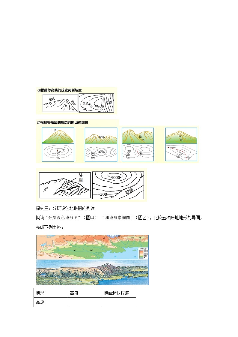 【同步学案】人教版地理七年级上册--1.4地形图的判读 学案03