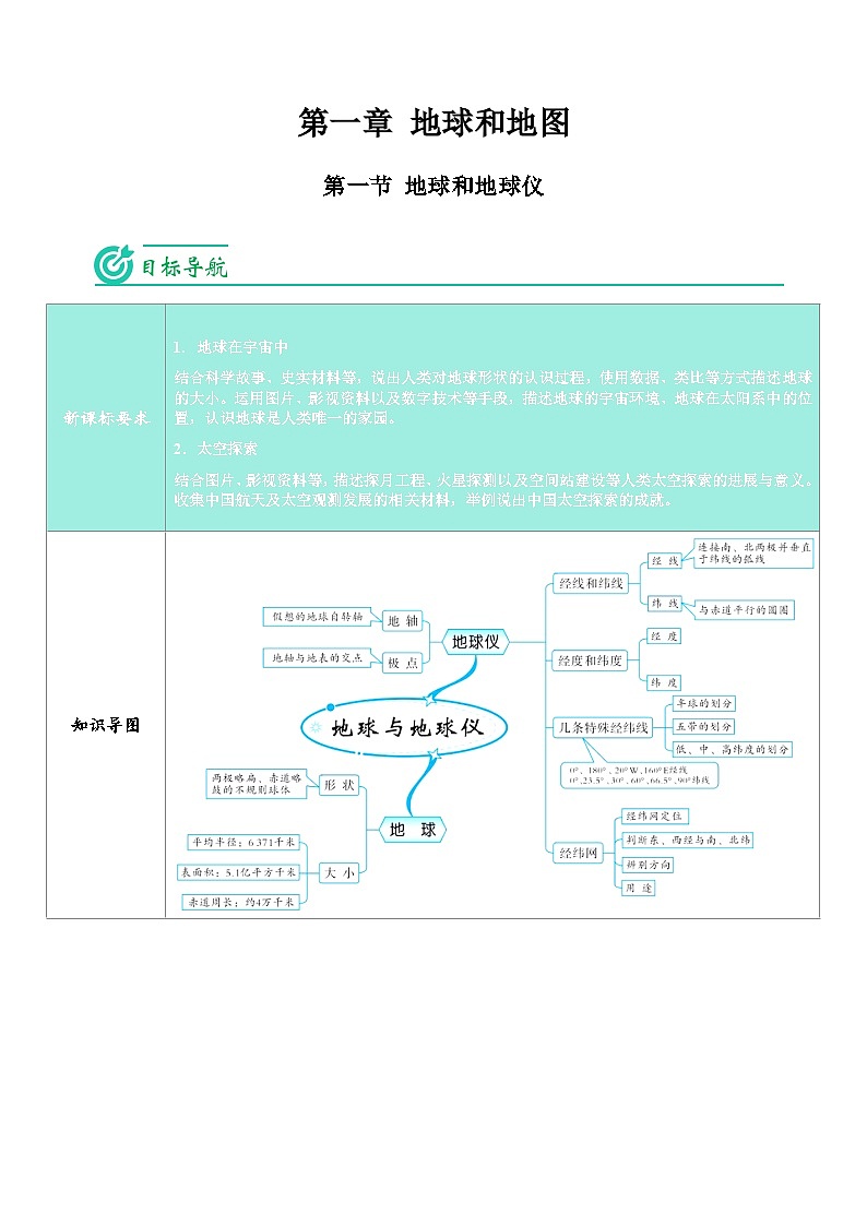 【同步讲义】人教版地理七年级上册-7.1.1《地球和地球仪》讲义（学生版）第1页