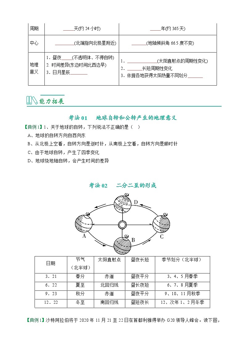 【同步讲义】人教版地理七年级上册-7.1.2《地球的运动》讲义（学生版）第3页