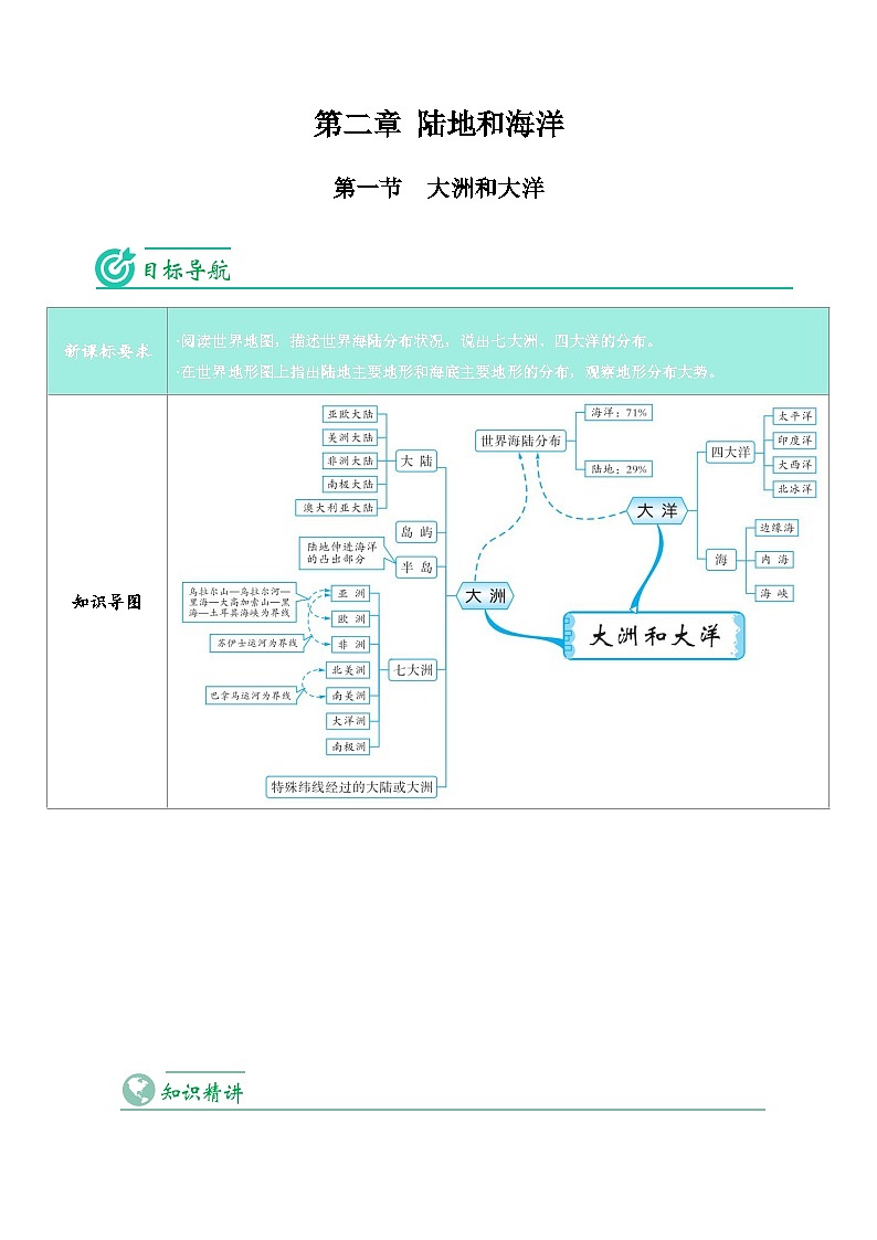 【同步讲义】人教版地理七年级上册-7.2.1《大洲和大洋》讲义01