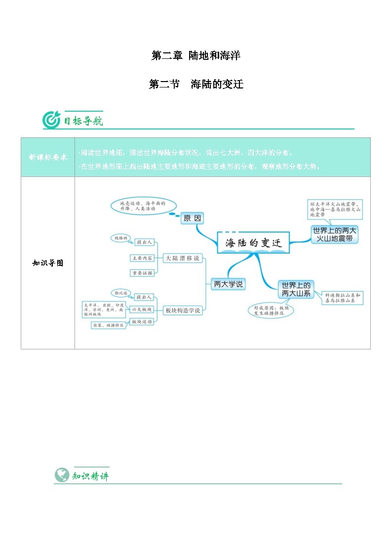 【同步讲义】人教版地理七年级上册-7.2.2《《海陆的变迁》讲义01