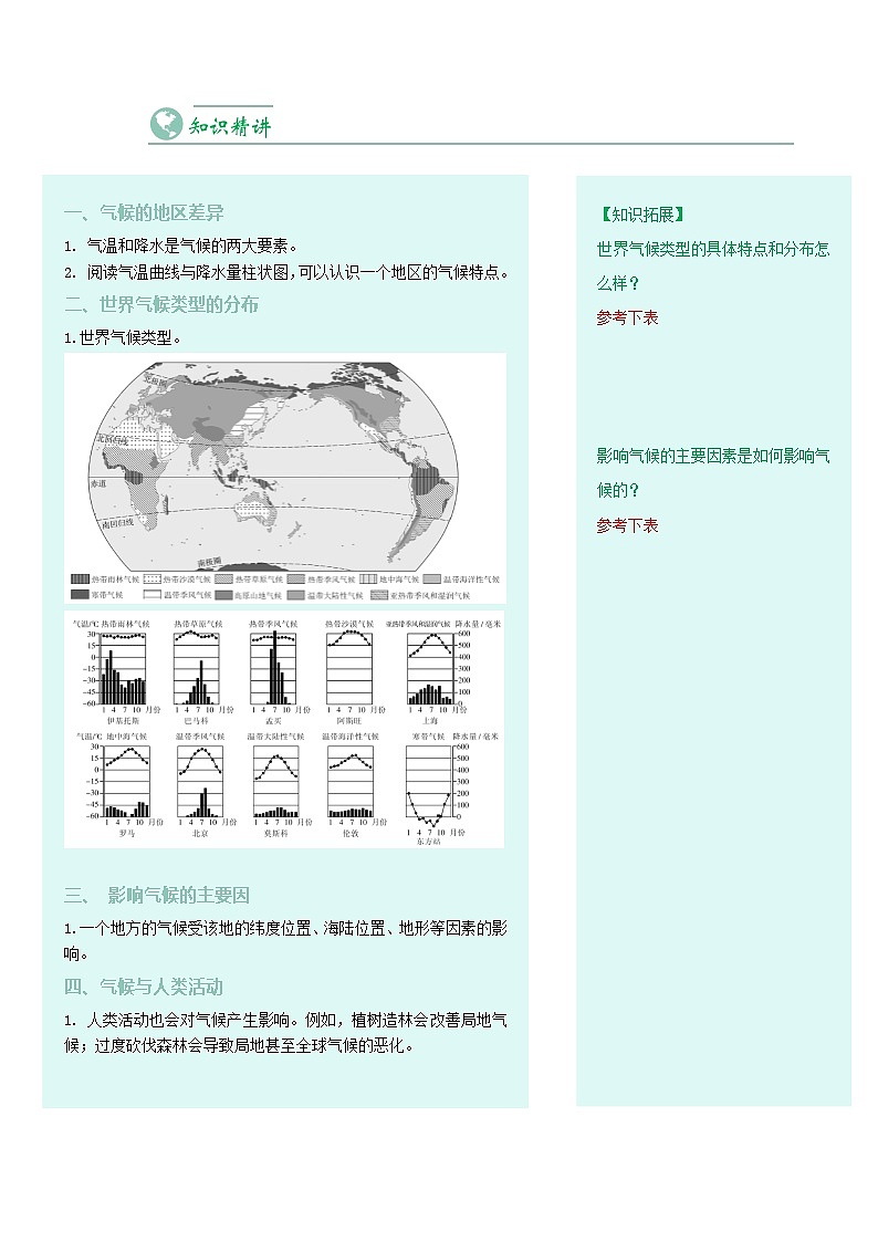 【同步讲义】人教版地理七年级上册-7.3.4《世界的气候》讲义（教师版）第2页