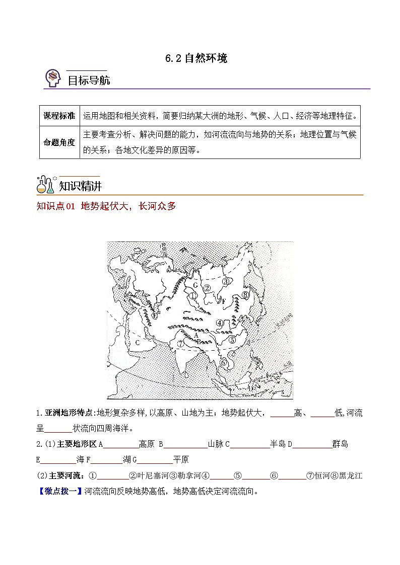 【同步讲义】人教版地理七年级下册-6.2《自然环境》讲义【学生版】第1页