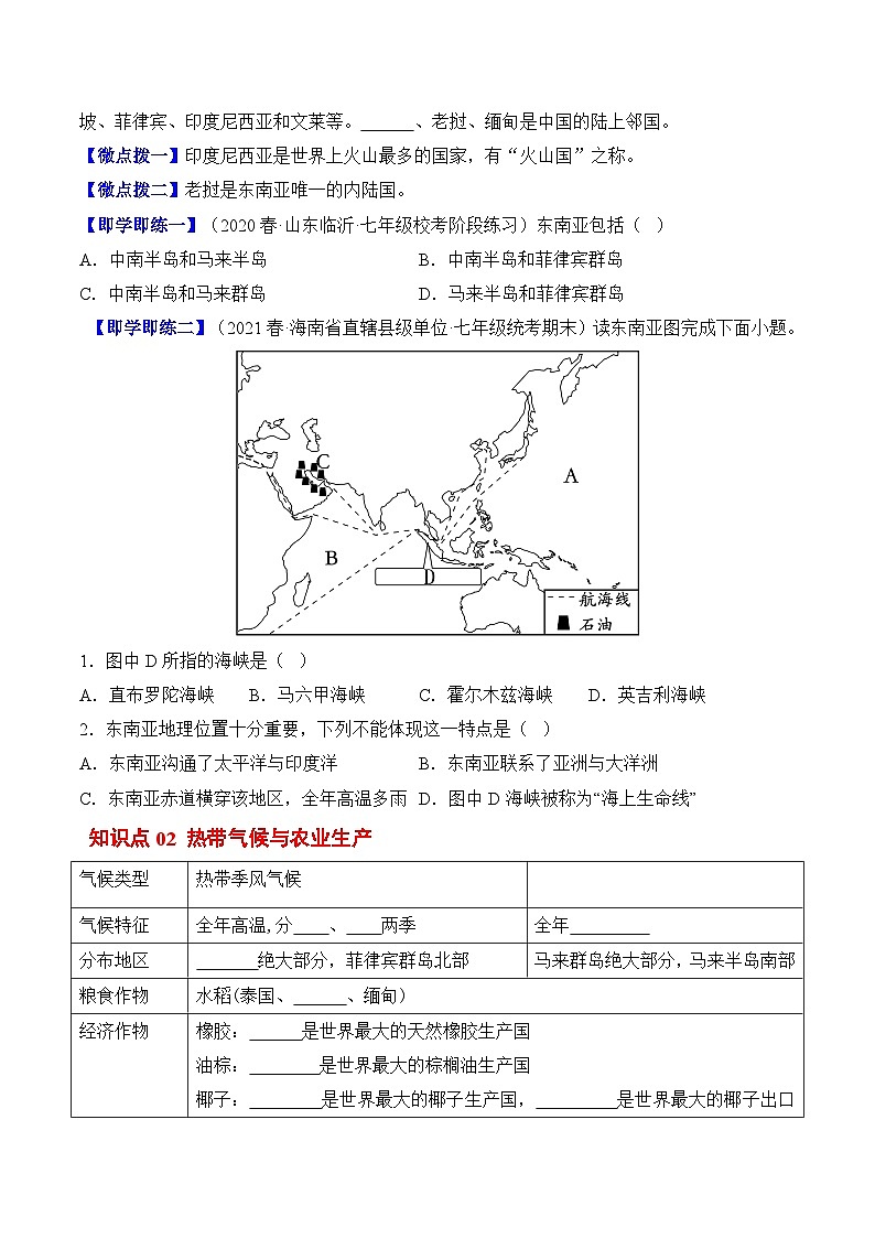 【同步讲义】人教版地理七年级下册-7.2《东南亚》讲义【学生版】第3页