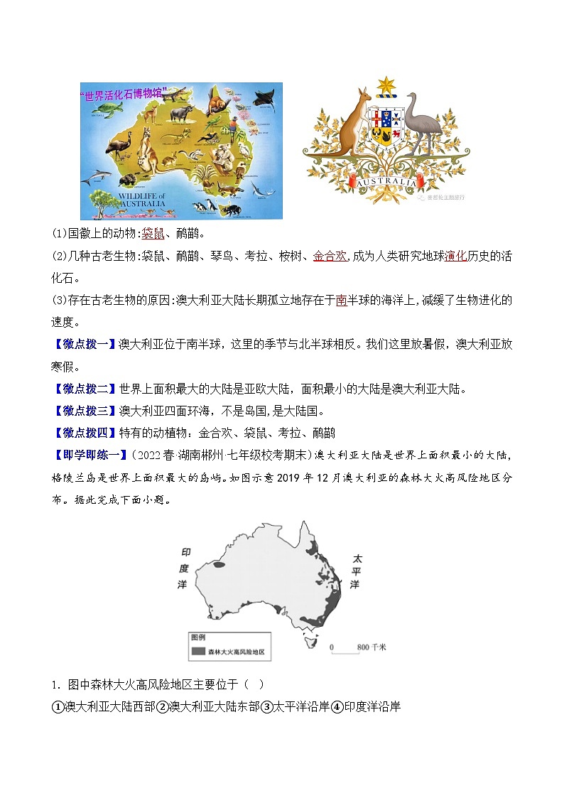 【同步讲义】人教版地理七年级下册-8.4《澳大利亚》讲义【教师版】第3页