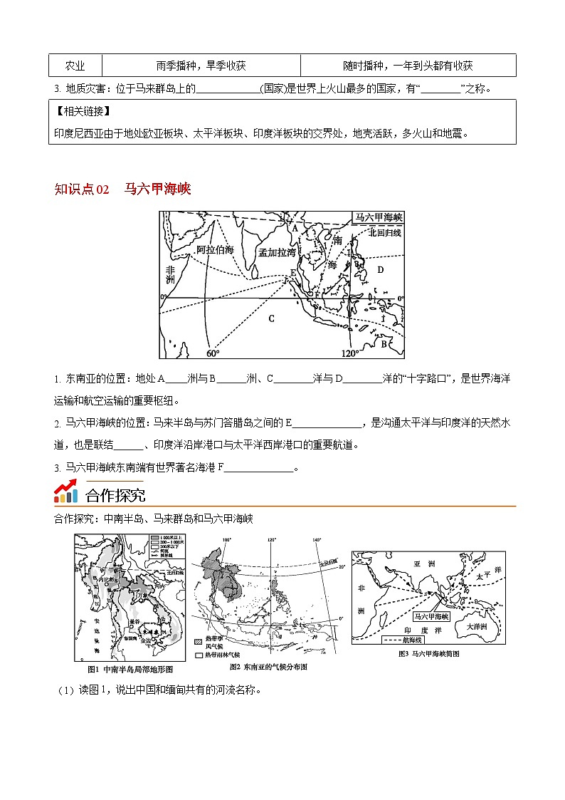 【同步讲义】湘教版地理七年级下册--7.1  东南亚（课时1 中南半岛与马来群岛、马六甲海峡）（学生版）第2页