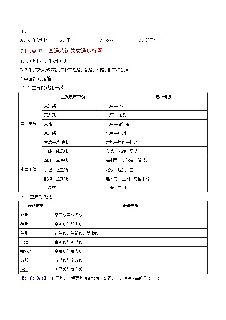 【同步讲义】湘教版地理八年级上册--4.3 交通运输业  讲义02