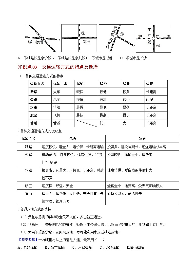 【同步讲义】湘教版地理八年级上册--4.3 交通运输业  讲义03