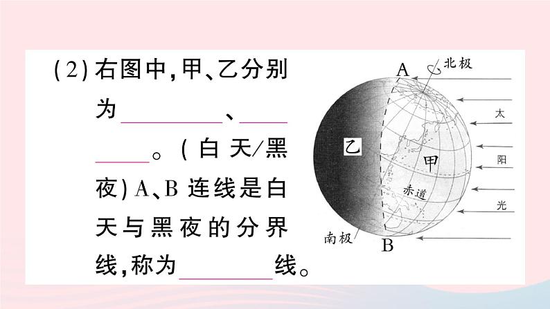 2023七年级地理上册第一章地球和地图第二节地球的运动第一课时地球的自转作业课件新版新人教版06