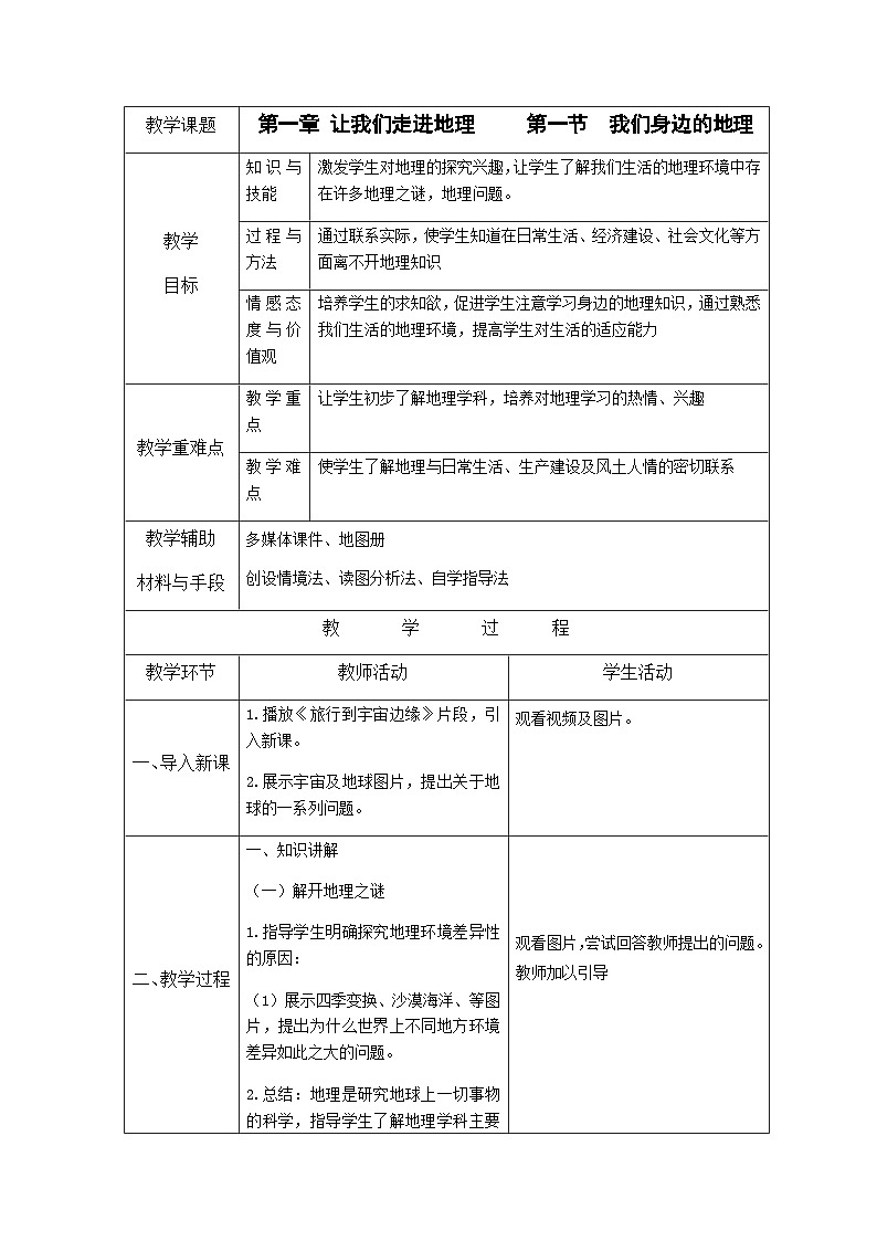 1.1 我们身边的地理教案01