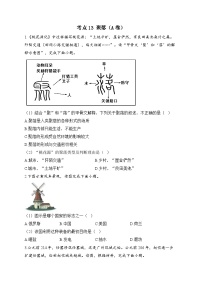 中考地理二轮复习高频考点综合练习：13 聚落（A卷）（含解析）