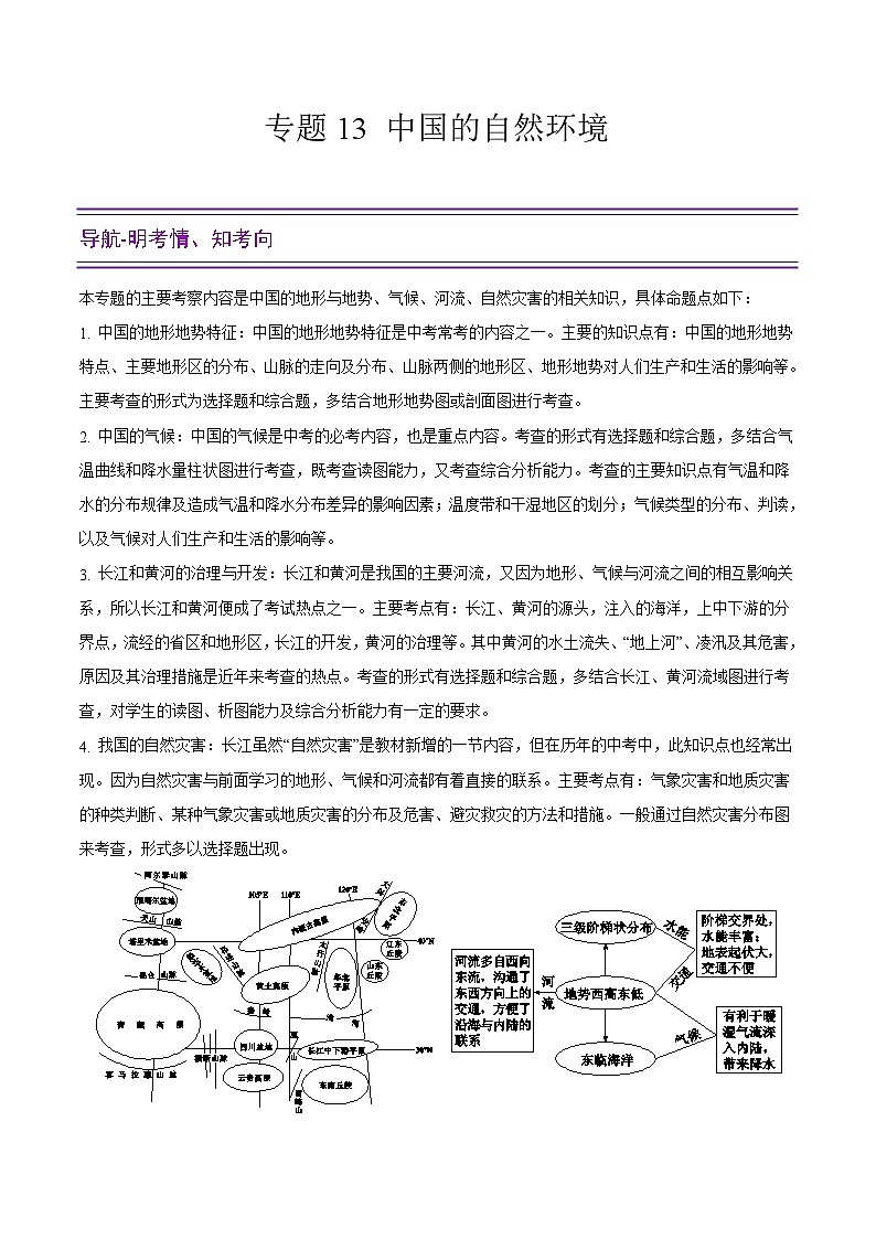 中考地理二轮复习提升练习专题13 中国的自然环境（含解析）第1页