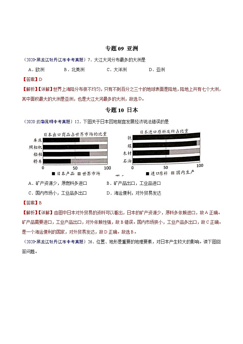 2020年中考真题地理试题分项汇编(二)世界地理分区（第06期）（含解析）第2页