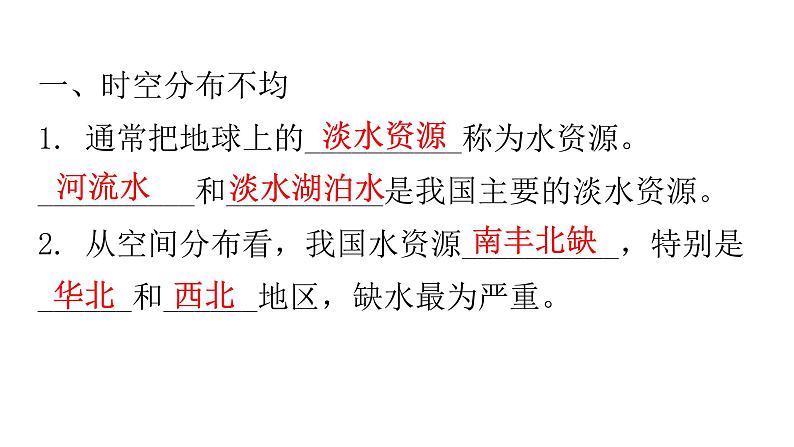 人教版八年级地理上册第三章第三节水资源练习课件第2页