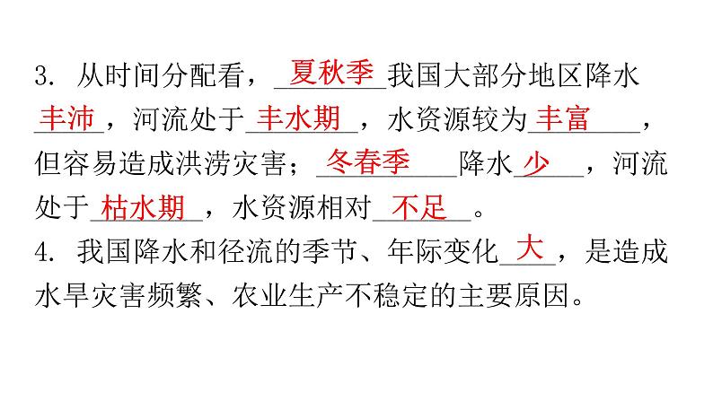 人教版八年级地理上册第三章第三节水资源练习课件第3页