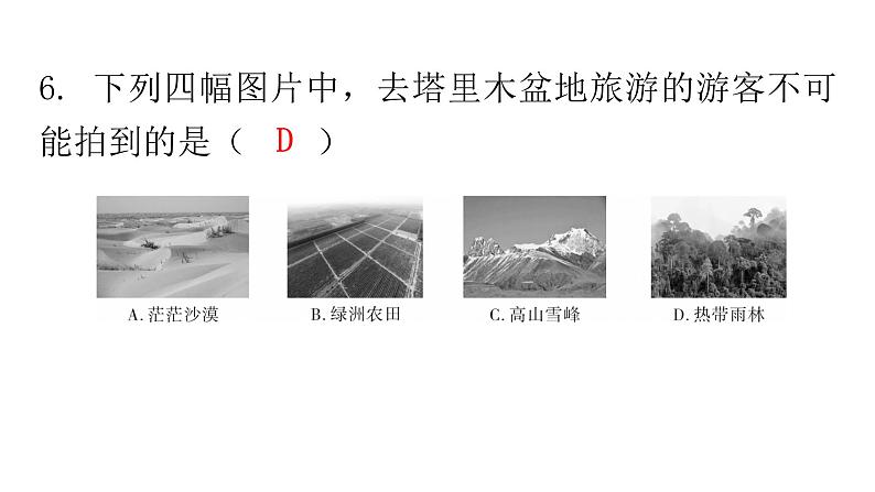 人教版八年级地理下册第八章第二节干旱的宝地——塔里木盆地分层作业课件第8页