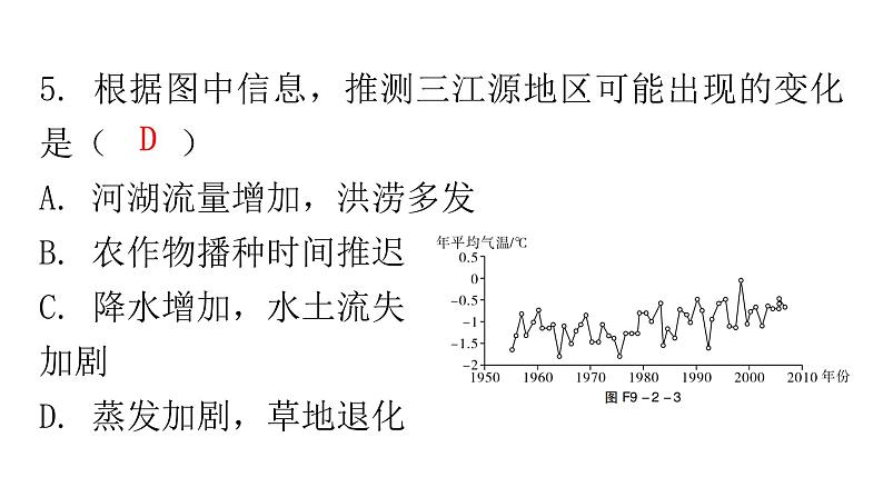 人教版八年级地理下册第九章第二节高原湿地——三江源地区分层作业课件第7页