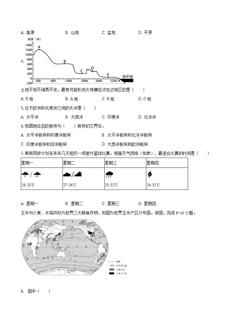 2022-2023学年广东省河源市连平县内莞中学七年级（上）期末地理试卷（含解析）第2页