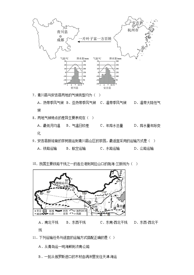 4.3腾飞的交通运输业随堂练习-晋教版地理八年级上册02