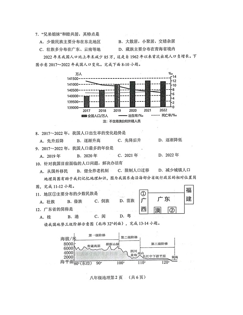 山东省菏泽市巨野县2023-2024学年八年级上学期期中地理试题第2页
