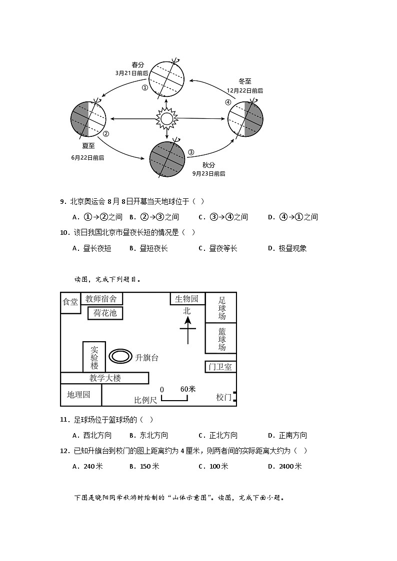 七年级地理上册人教版期中考前选择题冲刺提分卷第3页