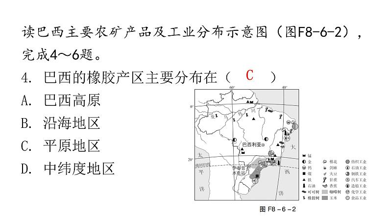 湘教版地理七年级下册第八章走近国家第六节巴西作业课件06