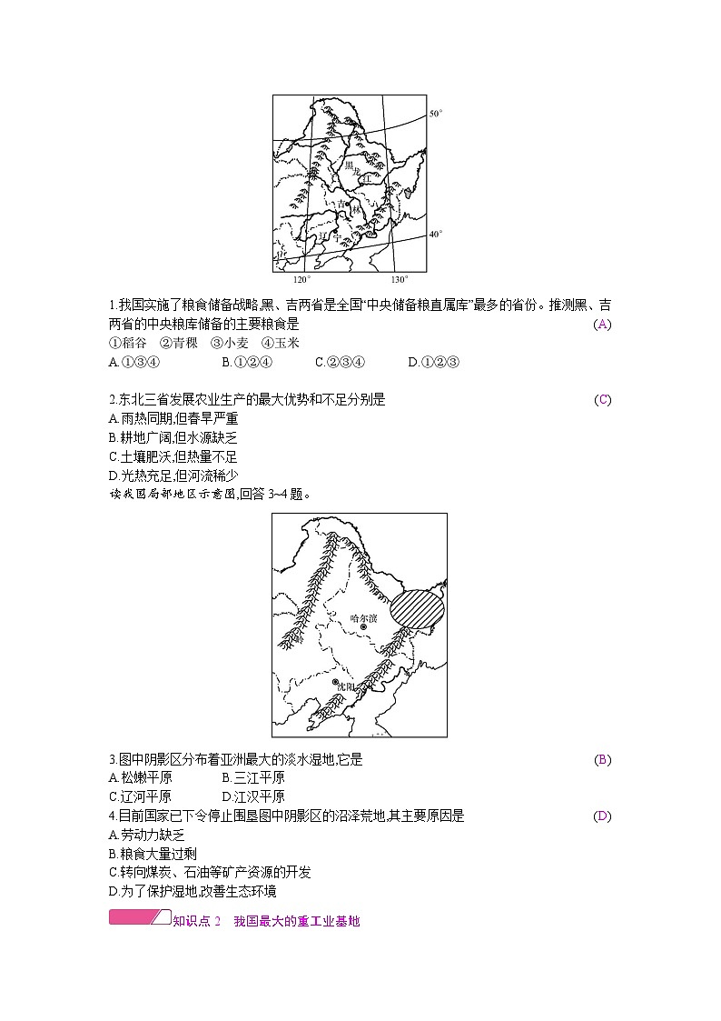 人教版地理八年级下册 第六章 北方地区 第二节　“白山黑水”——东北三省 第二课时 教案第2页