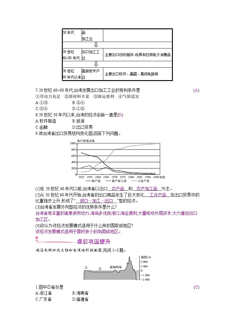 人教版地理八年级下册 第七章 南方地区 第四节　祖国的神圣领土——台湾省 教案第3页
