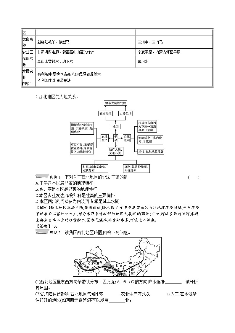 人教版地理八年级下册 第八章 西北地区  章末提升 教案02