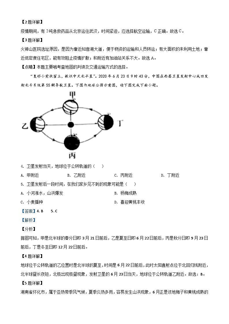2020年中考真题精品解析 地理(湖南怀化卷)精编word版02