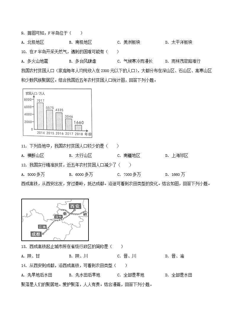 2019年中考真题精品解析 地理（湖南岳阳卷）精编word版03